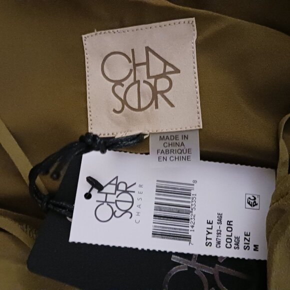 NEW Chaser Sage Green Ruffle Off-Shoulder Silk Romper Drawstring‎ Waist Size M - Picture 8 of 14